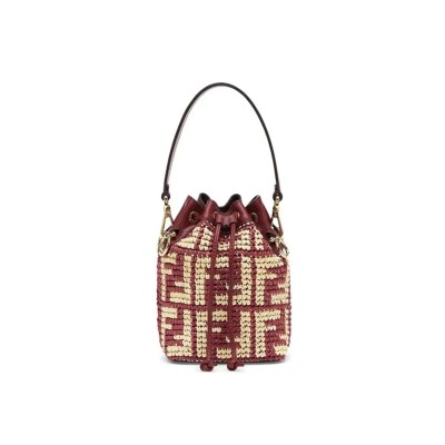 FENDI MINI MON TRESOR LOGO BUCKET BAG ANEMONE 8BS010AD6JF1C14 (18*12*10cm)